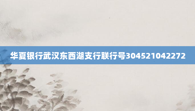 华夏银行武汉东西湖支行联行号304521042272